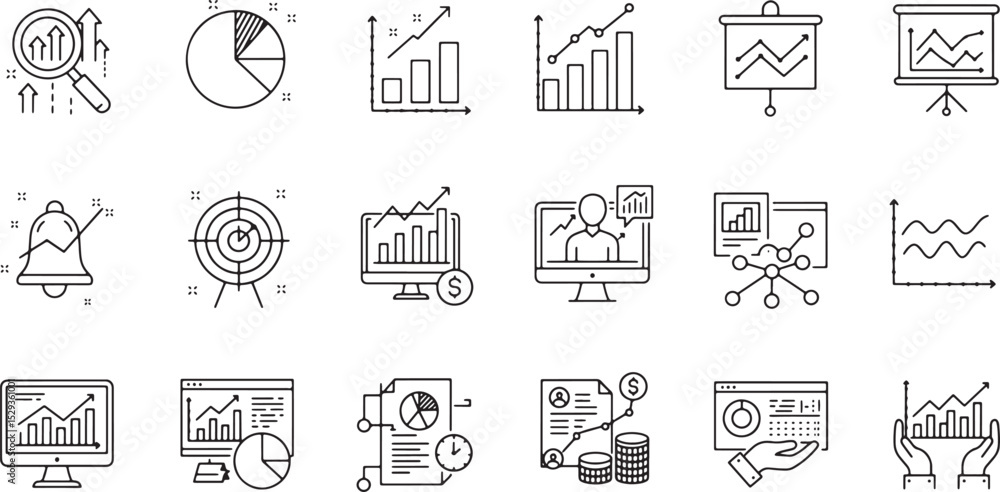 Collection of Line Art Icons for Business Analytics, Data Visualization ...