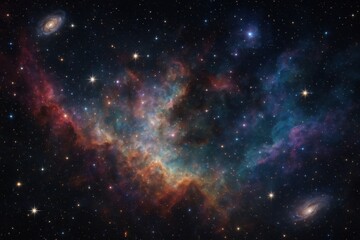 Wall Mural - Deep Space Nebula and Galaxy Cosmic Astronomy Background with Stars and Celestial Phenomena