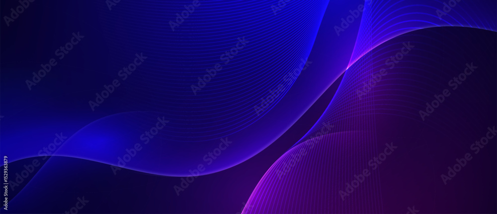 Abstract purple and blue flowing waves on a dark background Stock ...