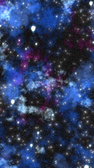 Wall Mural - Vivid star-filled galaxy scene with glowing nebulae in shades of blue, purple, and black, simulating a deep space cosmic view