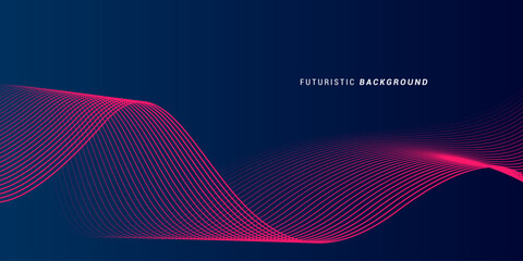 Wall Mural - abstract glowing wave lines on dark blue background. dynamic wave pattern. modern flowing wavy lines
