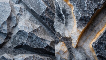 Poster - detailed texture of cracked rocks, showcasing natural geological formations. The image captures the intricate details of the rock's surface