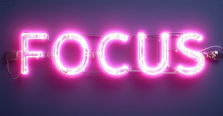 Aufkleber - Bright pink neon sign spells FOCUS. Dark background creates strong contrast, emphasizing words message. Simple, modern aesthetic.