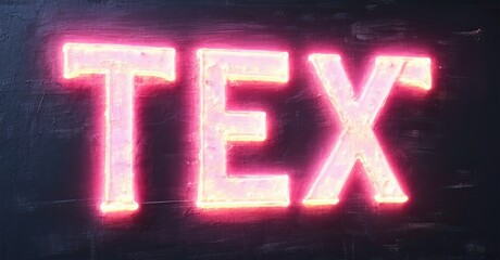 Aufkleber - Pink neon text glows against dark background. Letters exhibit rough texture, creating dramatic visual impact. Simple, bold design.