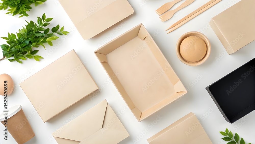 Eco-Friendly Food Packaging Mockup Sustainable Takeout Containers and ...