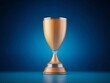 © nuanjan - Shining wooden trophy on vibrant blue background symbol of victory and achievement