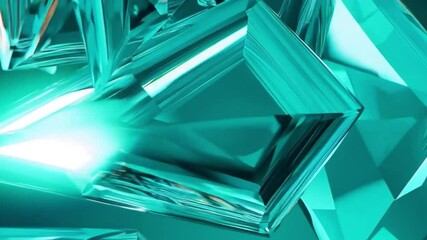 Wall Mural - A rotating geometric shape made of green crystal.