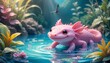 © Miftakhul - Pink axolotl in water plants