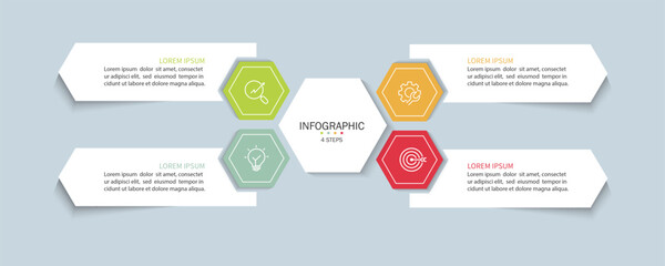 Poster - Business infographic template. 4 Step timeline journey. Process diagram, Infographic elements vector illustration.	