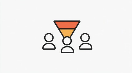 Wall Mural - marketing metrics engagement optimization concept. abstract illustration of people with a funnel gra