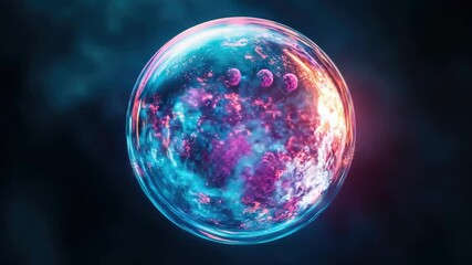 Wall Mural - the showcases a vivid and surreal planet set against the backdrop of a cosmic nebula, captured in a 