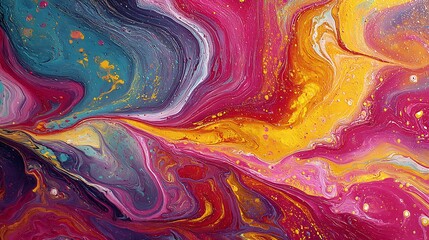 Wall Mural - liquid paint psychedelic swirls, trippy abstract acrylic background