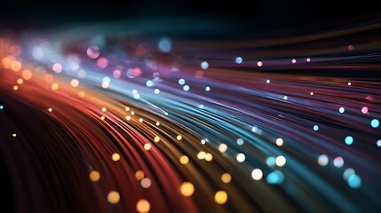 Wall Mural - optical fiber speed concept illustration, colorful lines connection network high speed data transfer