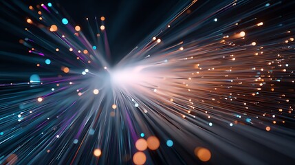 Wall Mural - optical fiber speed concept illustration, colorful lines connection network high speed data transfer
