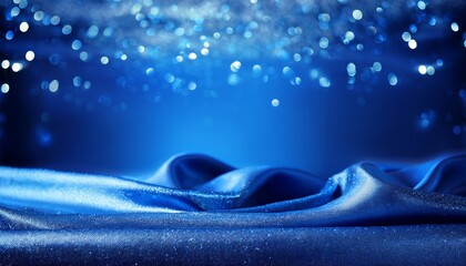 luxurious blue background with shiny silk and glitter on bokeh royal blue glitter texture surface