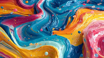 Wall Mural - 3d liquid colorful paint background