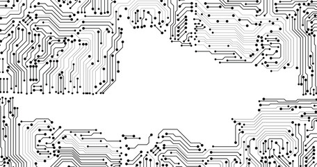 Wall Mural - electronics board. circuit board electronic hi tech pattern. vector abstract computer chip. black mo