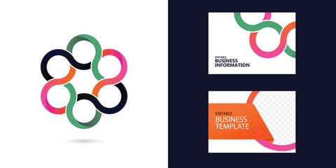 people networking icon logo, global digital teamwork interaction alliance partnership unity. abstract round circular flow movement dynamic exchange circle symbol