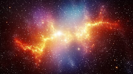 Wall Mural - Cosmic Dance Fiery Nebula and Shimmering Stars Illuminate the Infinite Vastness of Space