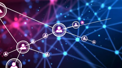 futuristic digital network with connection nodes and data streams