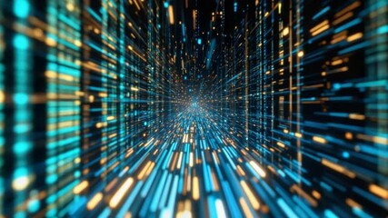 Wall Mural - abstract tunnel of glowing data streams, perfect for technology or sci-fi videos