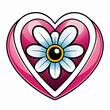 © Lowrel - Pink Heart with Daisy Flower Tattoo Design