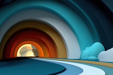 Poster - Abstract Colorful Archway Leading to Bright Light, Representing Optimism and Future Opportunities in Business and Personal Growth : Generative AI