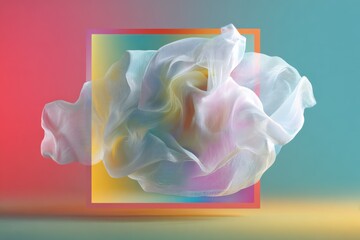 Poster - Abstract Flowing Fabric Within Colorful Frame, Representing Modern Art and Digital Transformation in Creative Industries : Generative AI