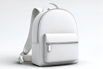 Aufkleber - Modern White Leather Backpack on White Background, Representing Style and Fashion Accessories for Travel and Everyday Use : Generative AI