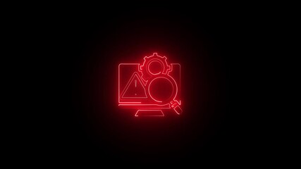 Wall Mural - Bright Neon Digital System Sign in the Dark. Tech-Inspired Neon System Sign Glowing in Night Scene. Neon Dashboard System Symbol on Black Screen.