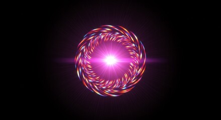 Abstract 3d Rendering of Glowing Light Circle Energy Motion Radial