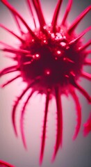 Wall Mural - a close up of a red virus with spikes a digital rendering 4k vertical