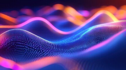 Wall Mural - neon wave patterns form a dynamic and futuristic abstract background wallpaper ai generated image
