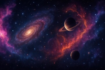 Wall Mural - breathtaking cosmic panorama vibrant nebulae swirling galaxies distant planets and countless stars i