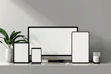 High Resolution Picture of Mockup Devices on a Desktop Web Design