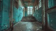 © Pinklife - An eerie abandoned hallway featuring peeling paint and a haunting atmosphere, perfect for themes surrounding decay, nostalgia, and the passage of time in forgotten spaces.