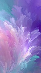 Wall Mural - abstract purple and teal fractal explosion with feathered texture, creating a dreamy and ethereal ba