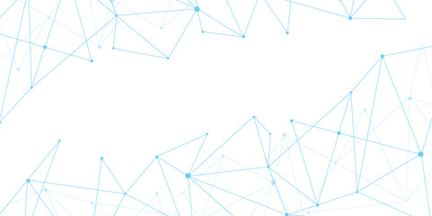 Blue network. futuristic connection technology background with dots and lines for desktop. Structure molecule and communication. Template for science and technology presentation, Vector illustration.	