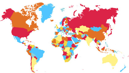  World map. Color modern vector map. Silhouette map