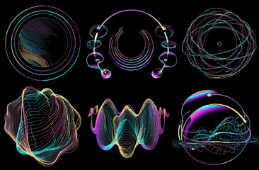 Wall Mural - trendy retrofuturistic shapes abstract vector graphics collection