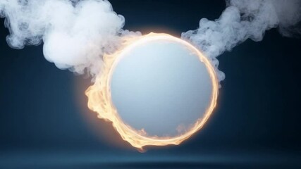 Fototapete - Mysterious Sphere: A captivating visual of a celestial sphere enveloped in dynamic elements of fire and smoke, rendered in a stunning display of digital artistry. 