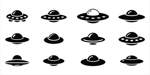 UFO icon set vector on white background.