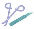 © ma_sa - 可愛くてシンプルなメスと鉗子のベクターイラストアイコン(Cute and Simple Vector Illustration Icon of Scalpel and Forceps)