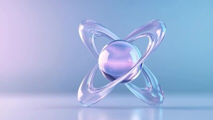 Aufkleber - Abstract Orb and Rings: A striking, ethereal composition features a luminous orb encircled by intertwining, translucent rings. A fusion of form and light, with a gradient backdrop.