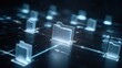 © Azorahaiá - Digital folders glow against a dark background, representing data storage, transfer, and management on a technological network.
