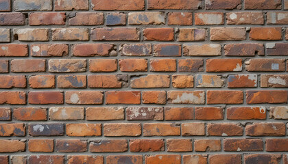 The textured brick wall displays a blend of warm earth tones, reflecting years of weathering and use, serving as a backdrop in an urban setting that conveys a sense of history
