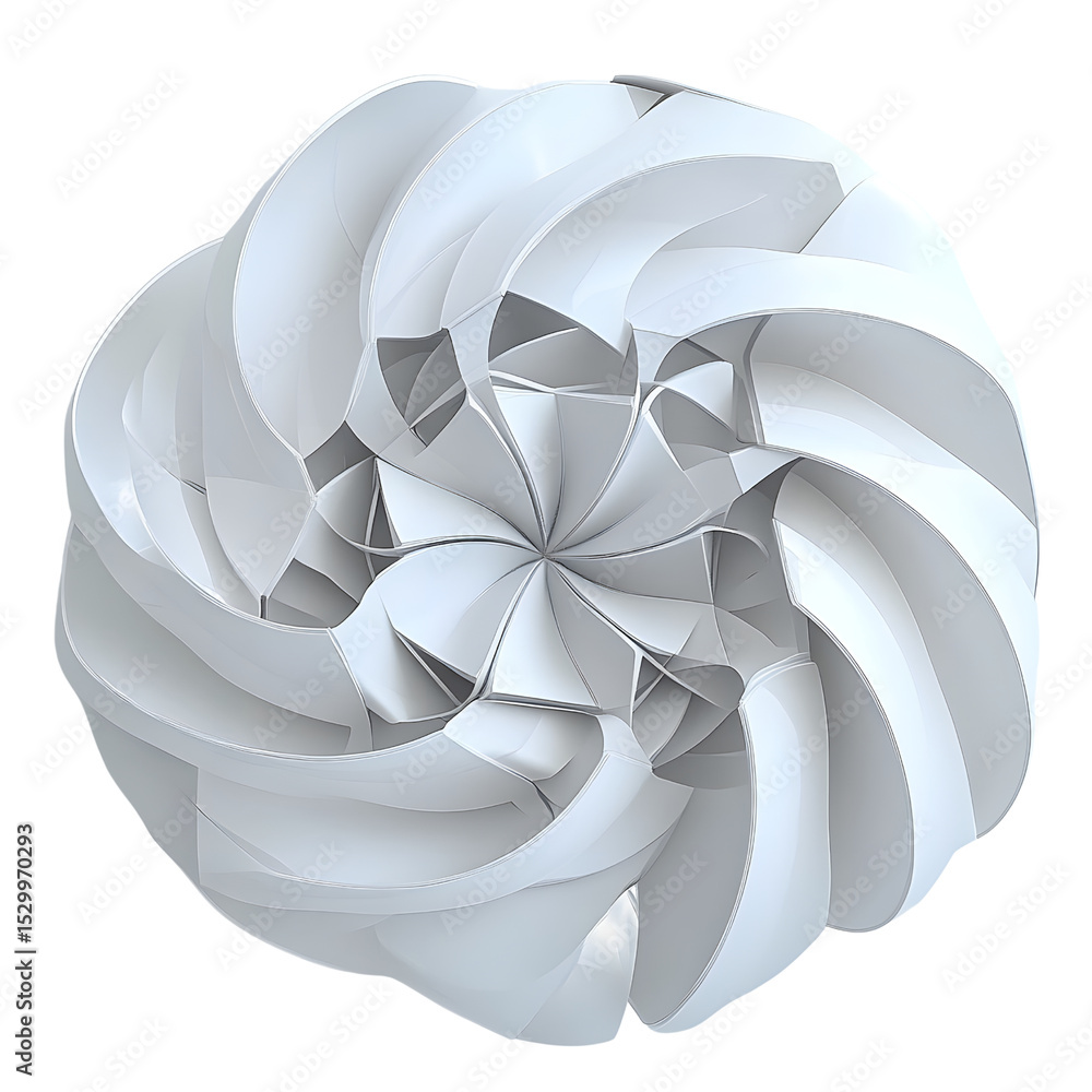 Abstract white 3d spiral shape isolated on transparent background Stock ...