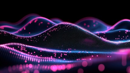 Wall Mural - glowing wavy abstract data landscape