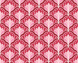 Wall Mural - abstract retro floral seamless pattern. vector vintage flower art deco texture. geometric minimalist
