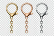 © gomolach - Vector 3d Realistic Lobster Clasp Keychain Set with Chain. Gold, Bronze and Silver Keychain Hook for Jewelry Making, DIY Craft, Bag Accessories, Key Holder Clip, Purse Hardware, Accessory Design